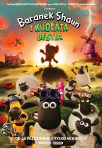Plakat filmu Baranek Shaun i kudłata bestia